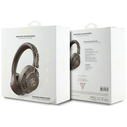 Auricolare Bluetooth Guess 4G con Logo Metallico, A2DP, Marrone