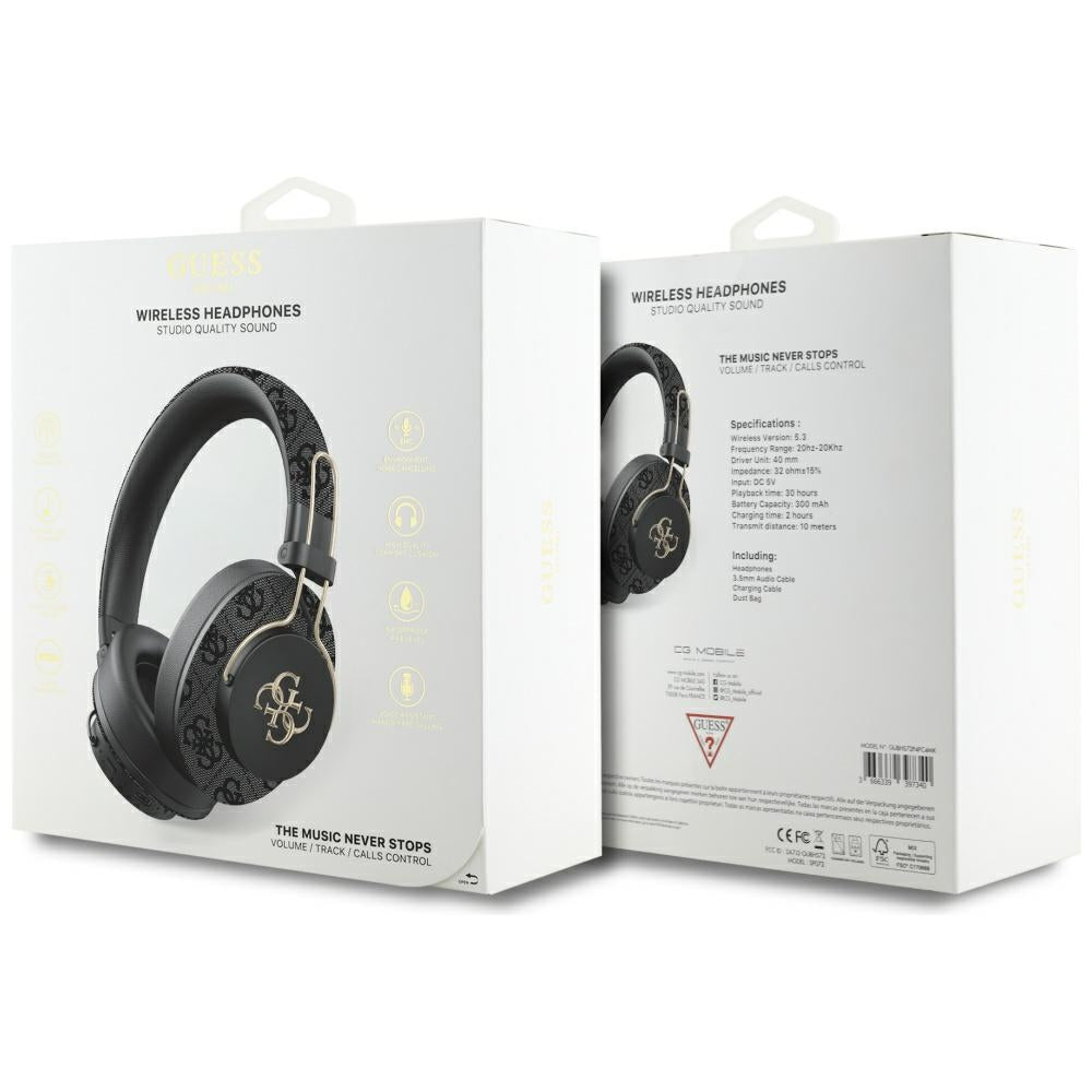 Auricolare Bluetooth Guess 4G con logo in metallo, A2DP, Nero