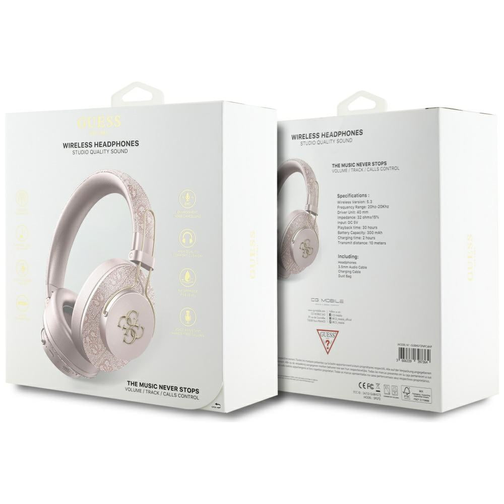 Auricolare Bluetooth Guess 4G con Logo Metallico, A2DP, Rosa