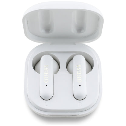 Auricolare Bluetooth Guess 4G con logo in metallo, TWS, Bianco
