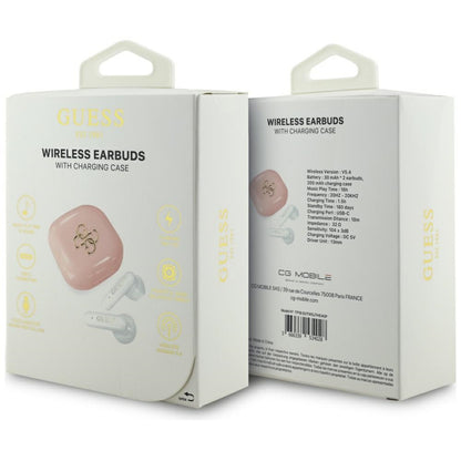 Auricolari Bluetooth Guess 4G Metal Logo, TWS, Rosa