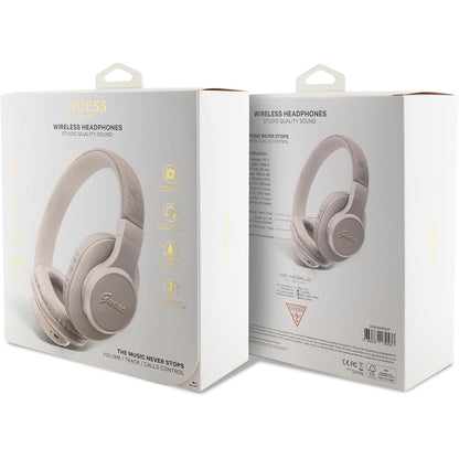 Auricolare Bluetooth Guess 4G Tone on Tone Script Logo, A2DP, Rosa