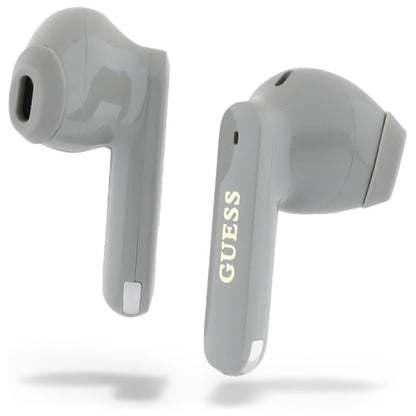 Auricolari Bluetooth Guess Allungati con Logo Metallico Stampato, TWS, Grigio