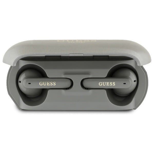 Auricolari Bluetooth Guess Allungati con Logo Metallico Stampato, TWS, Grigio