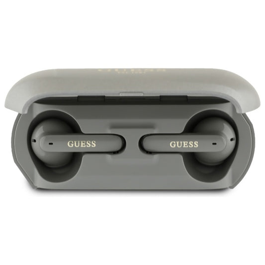 Auricolari Bluetooth Guess Allungati con Logo Metallico Stampato, TWS, Grigio