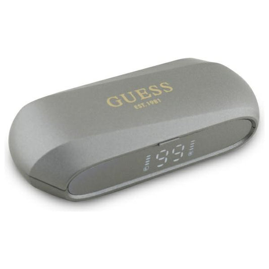 Auricolari Bluetooth Guess Allungati con Logo Metallico Stampato, TWS, Grigio