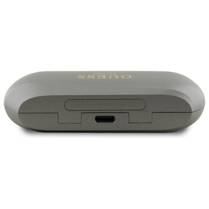 Auricolari Bluetooth Guess Allungati con Logo Metallico Stampato, TWS, Grigio