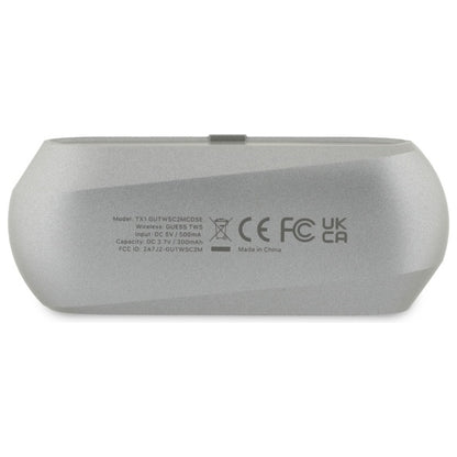 Auricolari Bluetooth Guess Allungati con Logo Metallico Stampato, TWS, Grigio