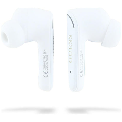 Auricolare Bluetooth Guess Flat Classic Logo Electroplated, TWS, Bianco