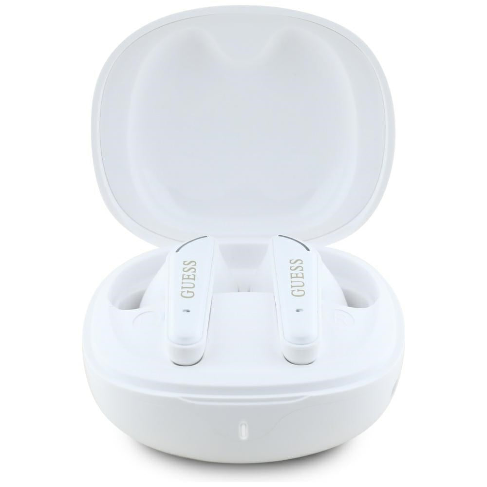 Auricolare Bluetooth Guess Flat Classic Logo Electroplated, TWS, Bianco