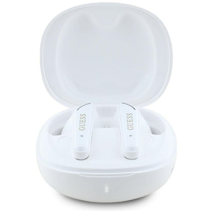 Auricolare Bluetooth Guess Flat Classic Logo Electroplated, TWS, Bianco