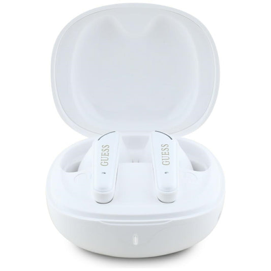 Auricolare Bluetooth Guess Flat Classic Logo Electroplated, TWS, Bianco