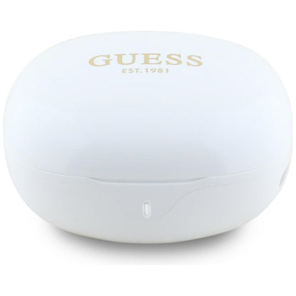 Auricolare Bluetooth Guess Flat Classic Logo Electroplated, TWS, Bianco
