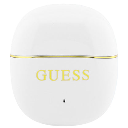 Auricolare Bluetooth Guess Glossy Gold Line Classic, TWS, Bianco