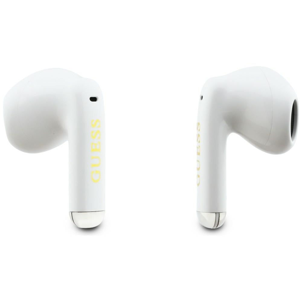 Auricolare Bluetooth Guess Glossy Gold Line Classic, TWS, Bianco