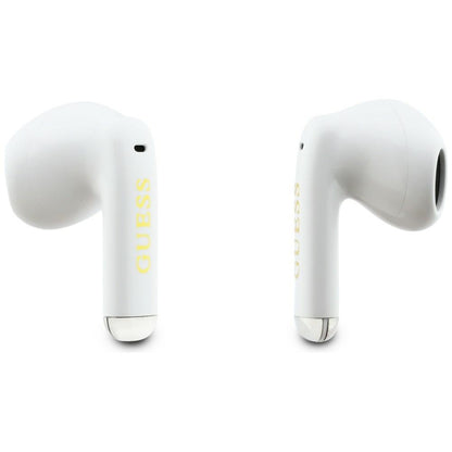 Auricolare Bluetooth Guess Glossy Gold Line Classic, TWS, Bianco