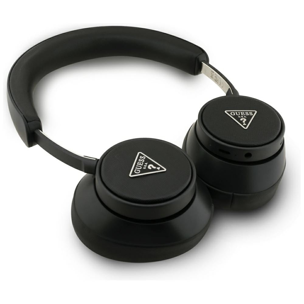 Auricolare Bluetooth Guess Saffiano con logo a triangolo, A2DP, Nero
