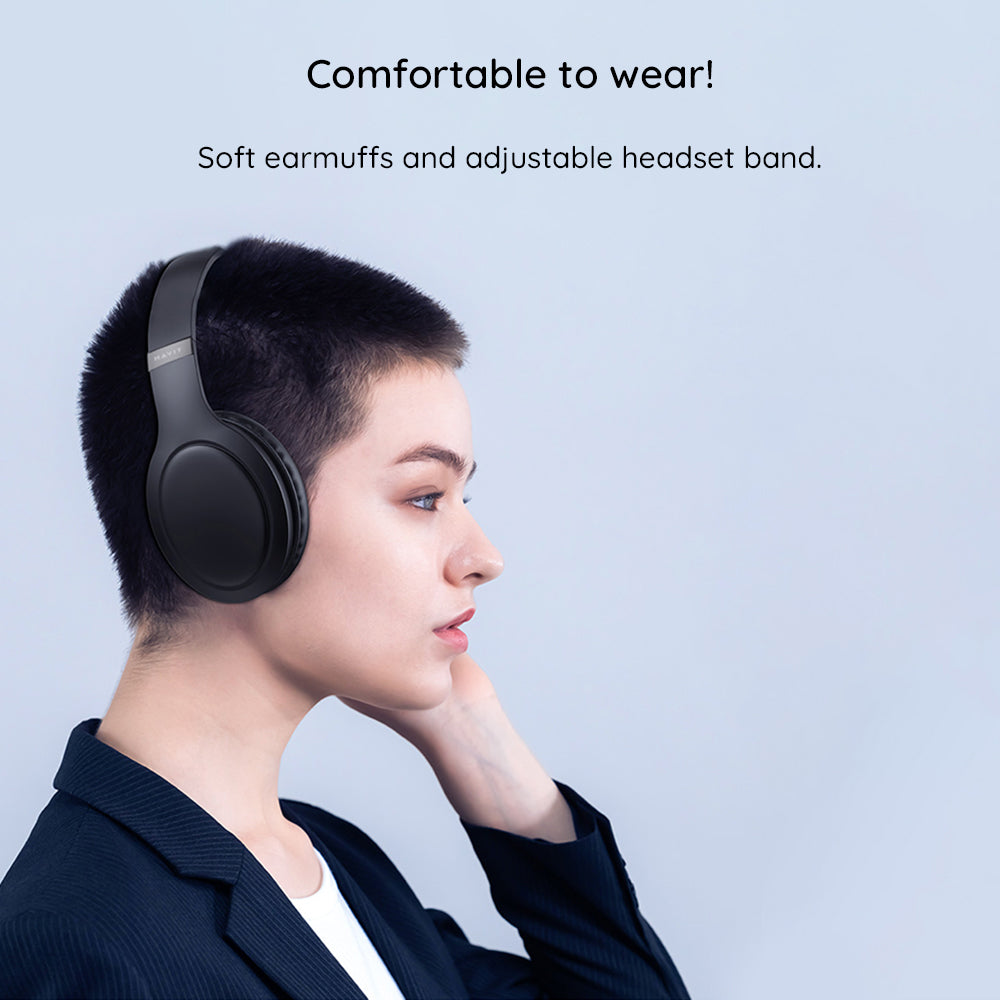 Auricolare Bluetooth HAVIT H633BT, Multipoint, A2DP, Nero