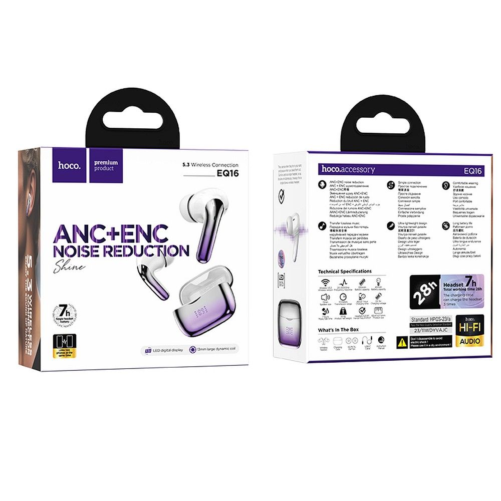 Vivavoce Bluetooth HOCO EQ16, TWS, ANC, Mov 