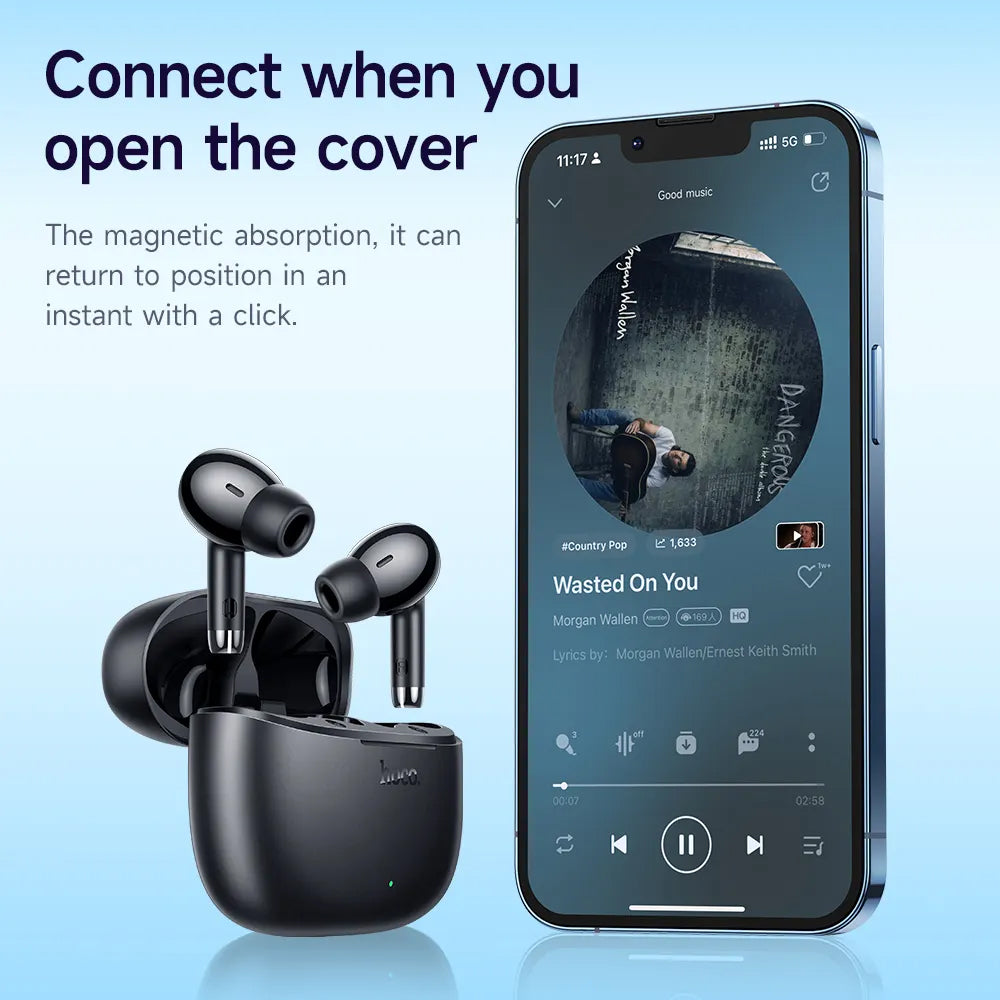 Auricolare Bluetooth HOCO EQ2, TWS, Nero
