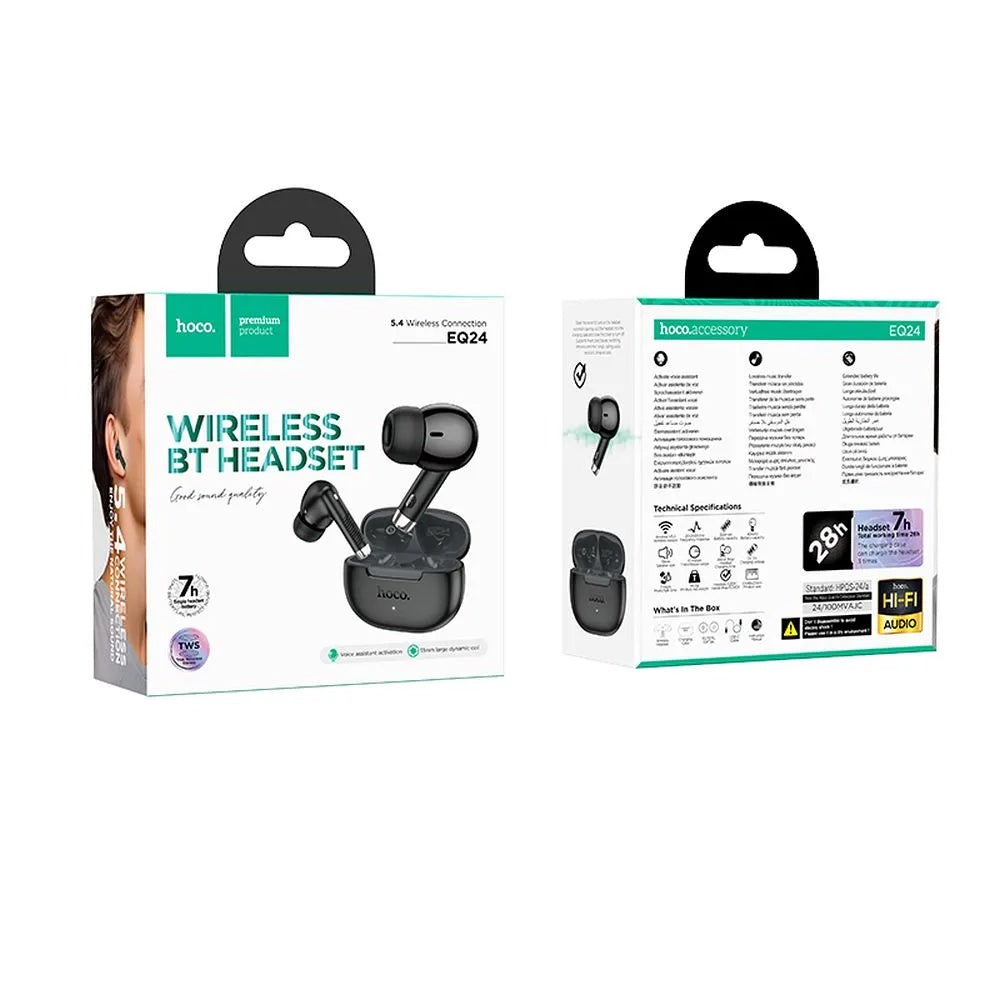 Auricolare Bluetooth HOCO EQ24, TWS, Nero