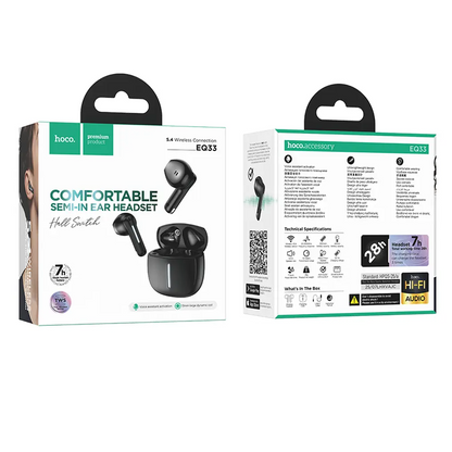 Auricolari Bluetooth HOCO EQ33, TWS, Nero