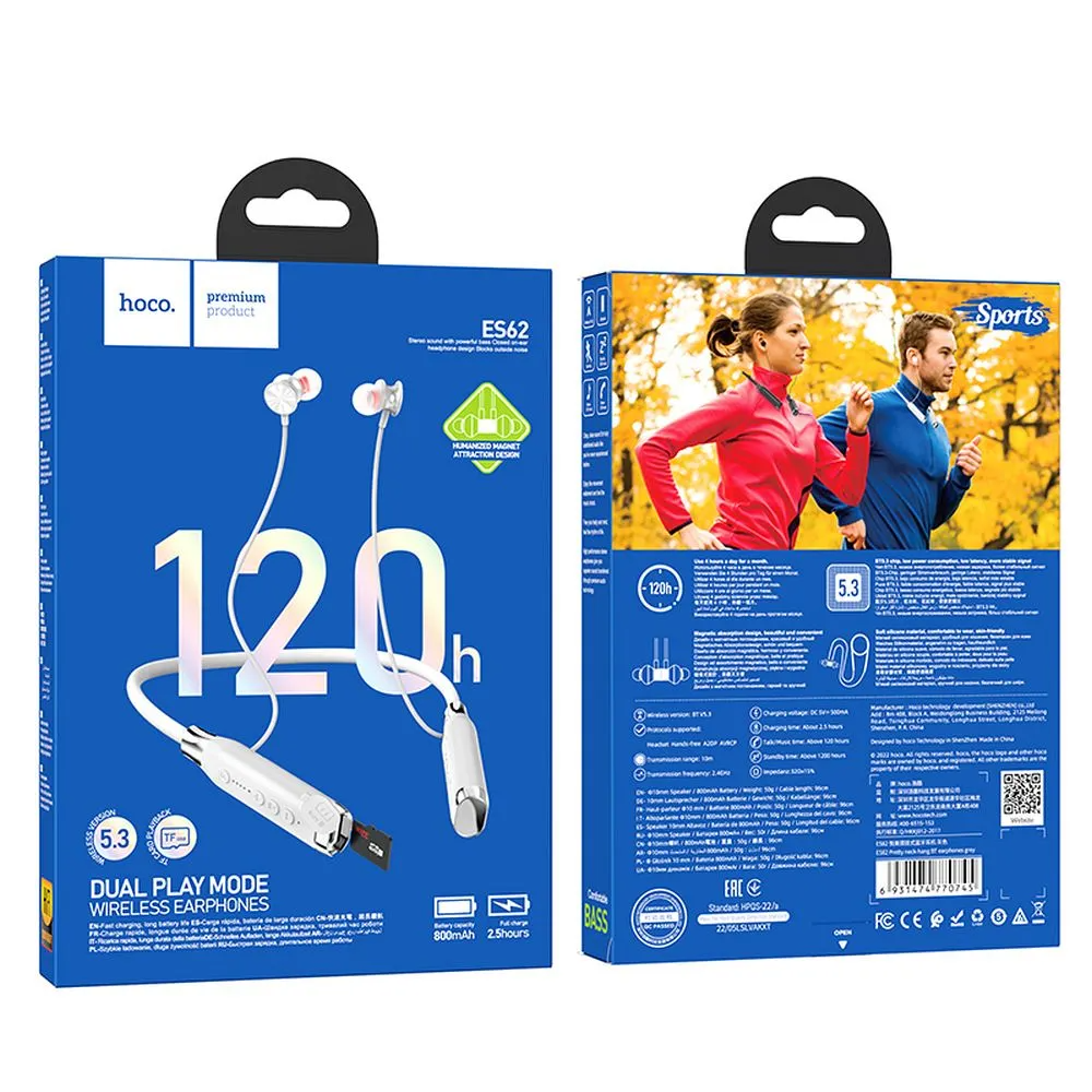 Auricolare Bluetooth HOCO ES62, A2DP, Grigio