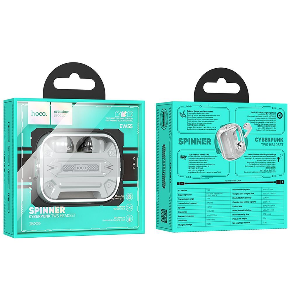 Auricolare Bluetooth HOCO EW55, TWS, Argento