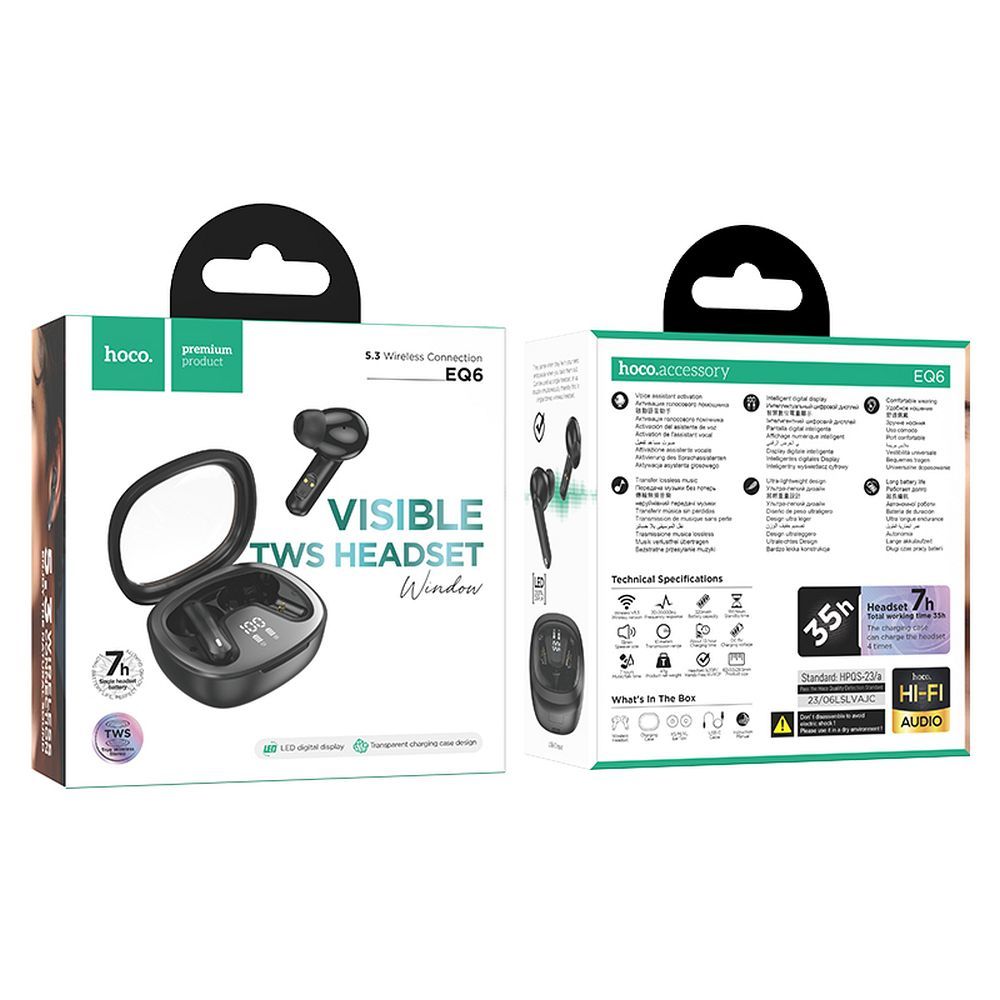 Vivavoce Bluetooth HOCO Shadow EQ6, TWS, nero 