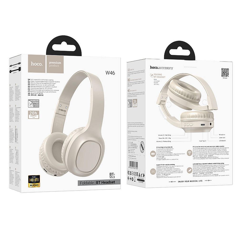 Auricolare Bluetooth HOCO W46, A2DP, Bianco