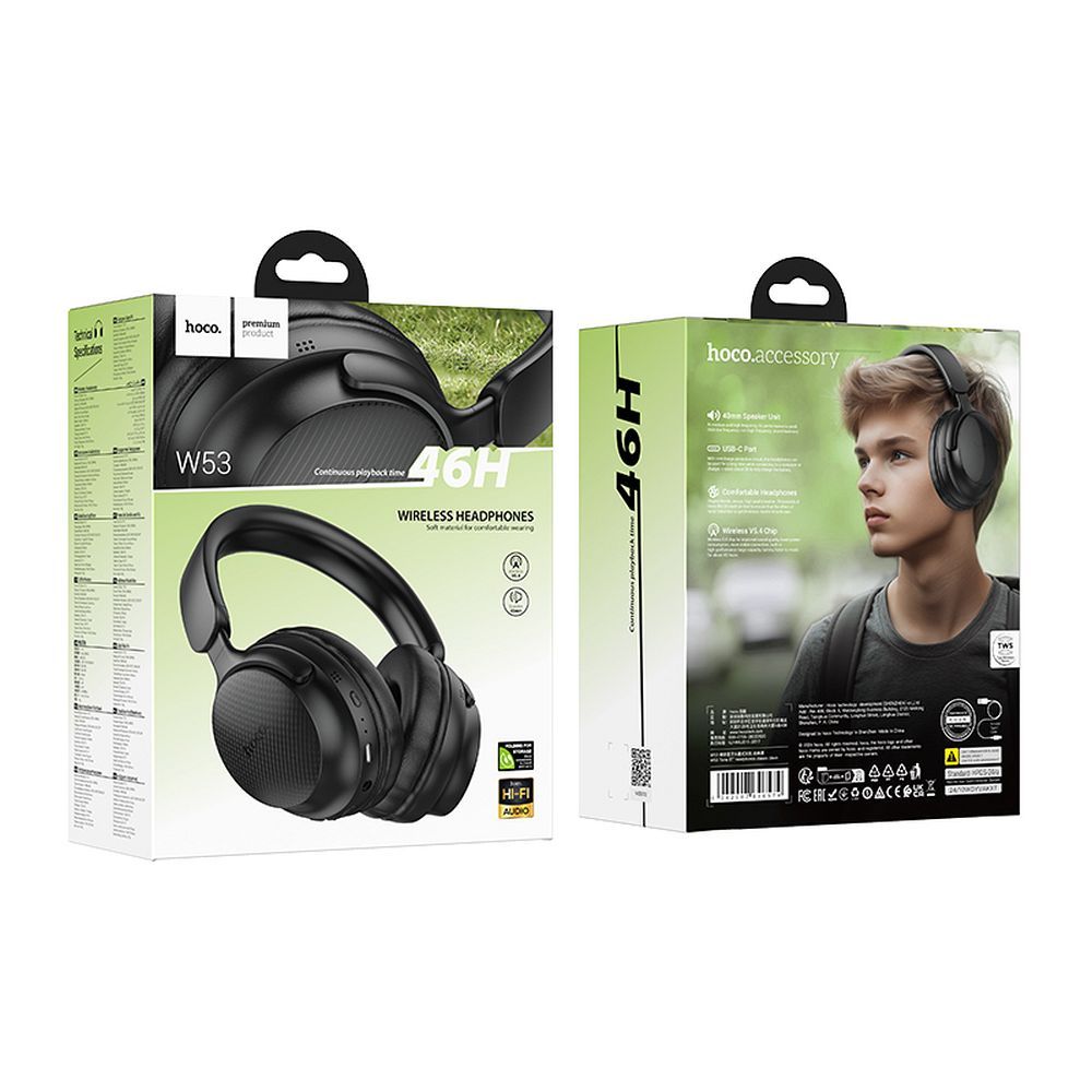 Auricolare Bluetooth HOCO W53, A2DP, Nero