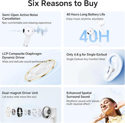 Auricolare Bluetooth Honor Choice X7e, TWS, ANC, Bianco 5504ABHF