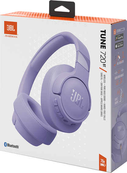 Auricolare Bluetooth JBL Tune 720BT, MultiPoint, A2DP, Mov JBLT720BTPUR