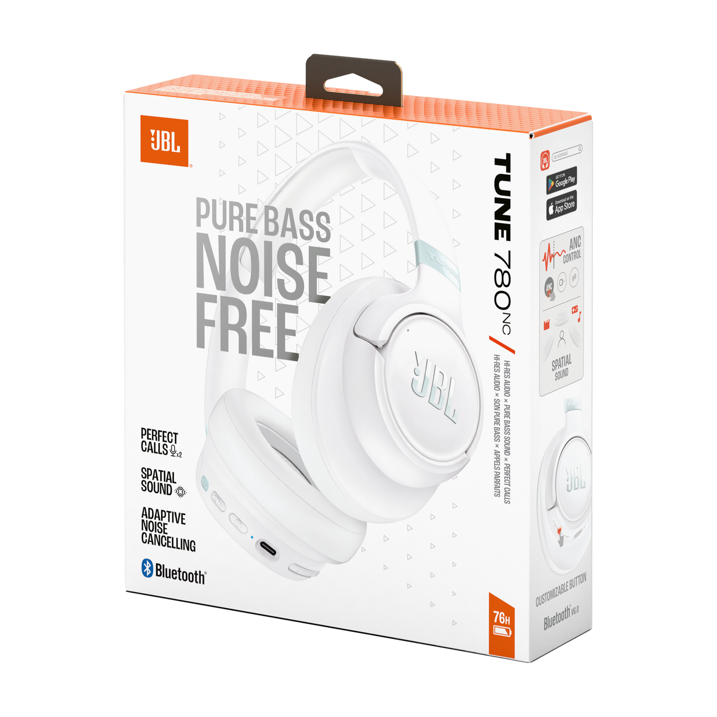 Auricolare Bluetooth JBL Tune 780NC, MultiPoint, A2DP, ANC, Bianco