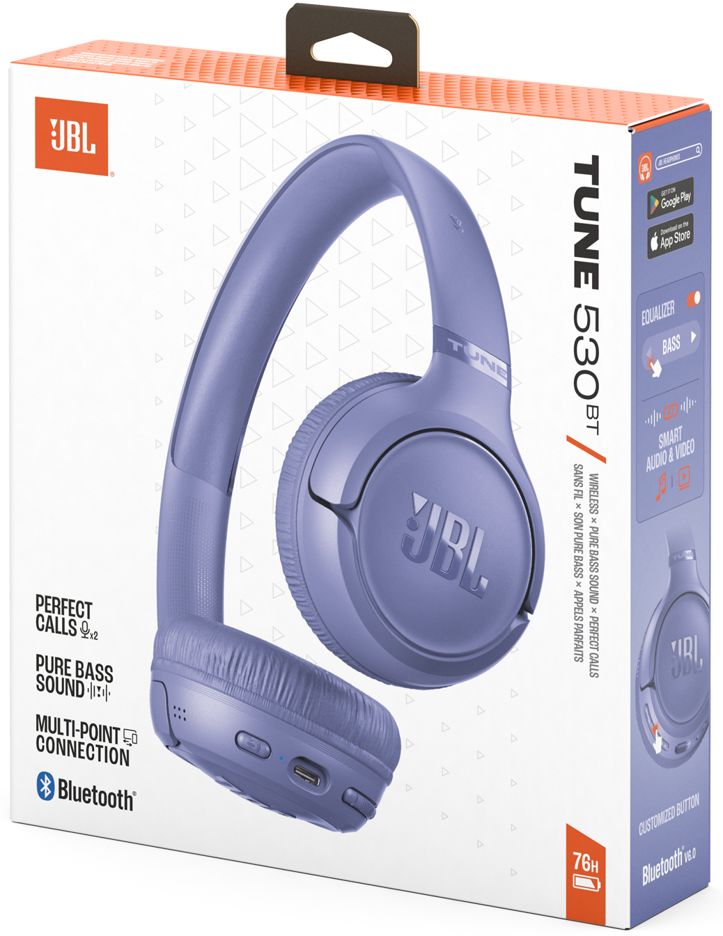 Auricolare Bluetooth JBL Tune 530BT, MultiPoint, A2DP, Viola