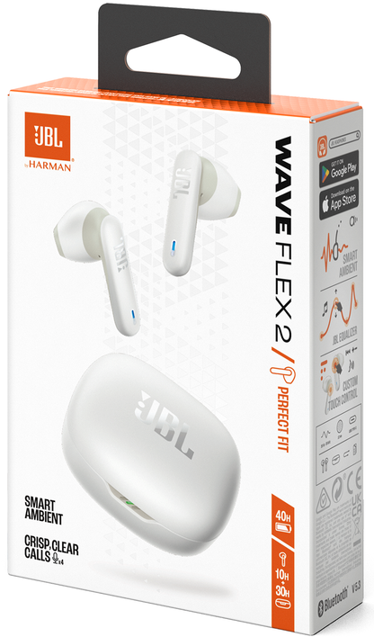 Handsfree Bluetooth JBL Wave Flex 2, TWS, ANC, MultiPoint, White JBLWFLEX2WHT