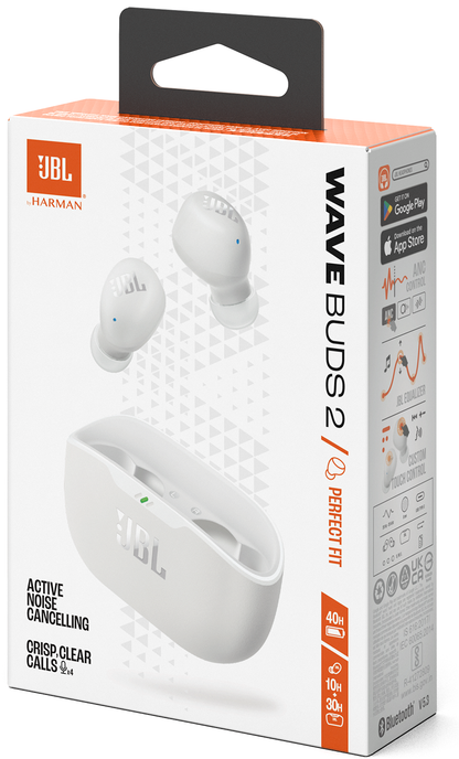 Handsfree Bluetooth JBL Wave Buds 2, TWS, ANC, MultiPoint, White JBLWBUDS2WHT