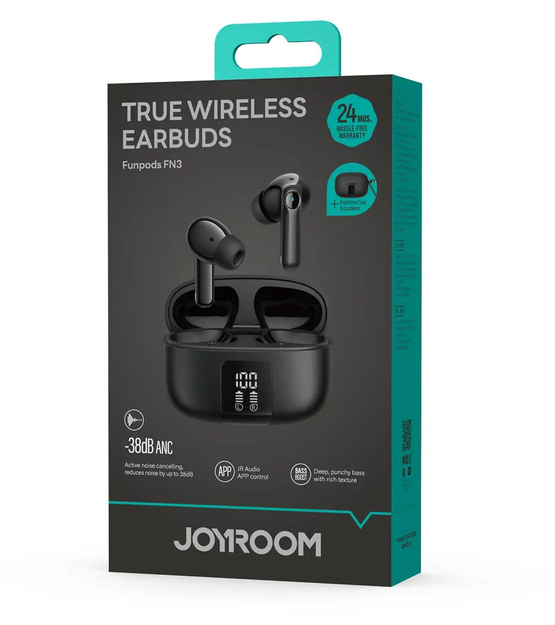 Auricolari Bluetooth Joyroom Funpods JR-FN3, TWS, ANC, Nero