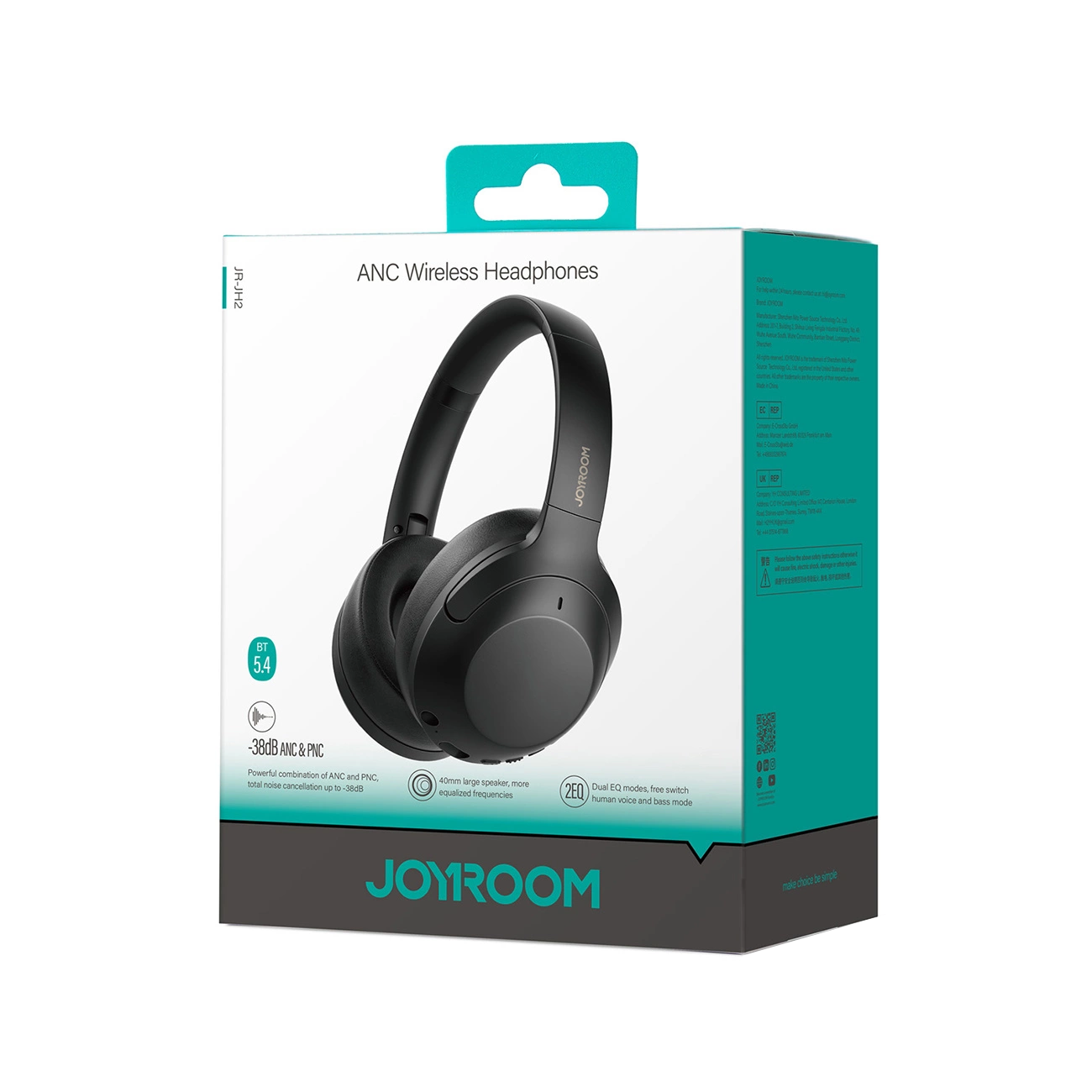 Auricolare Bluetooth Joyroom JR-JH2, A2DP, ANC, Nero
