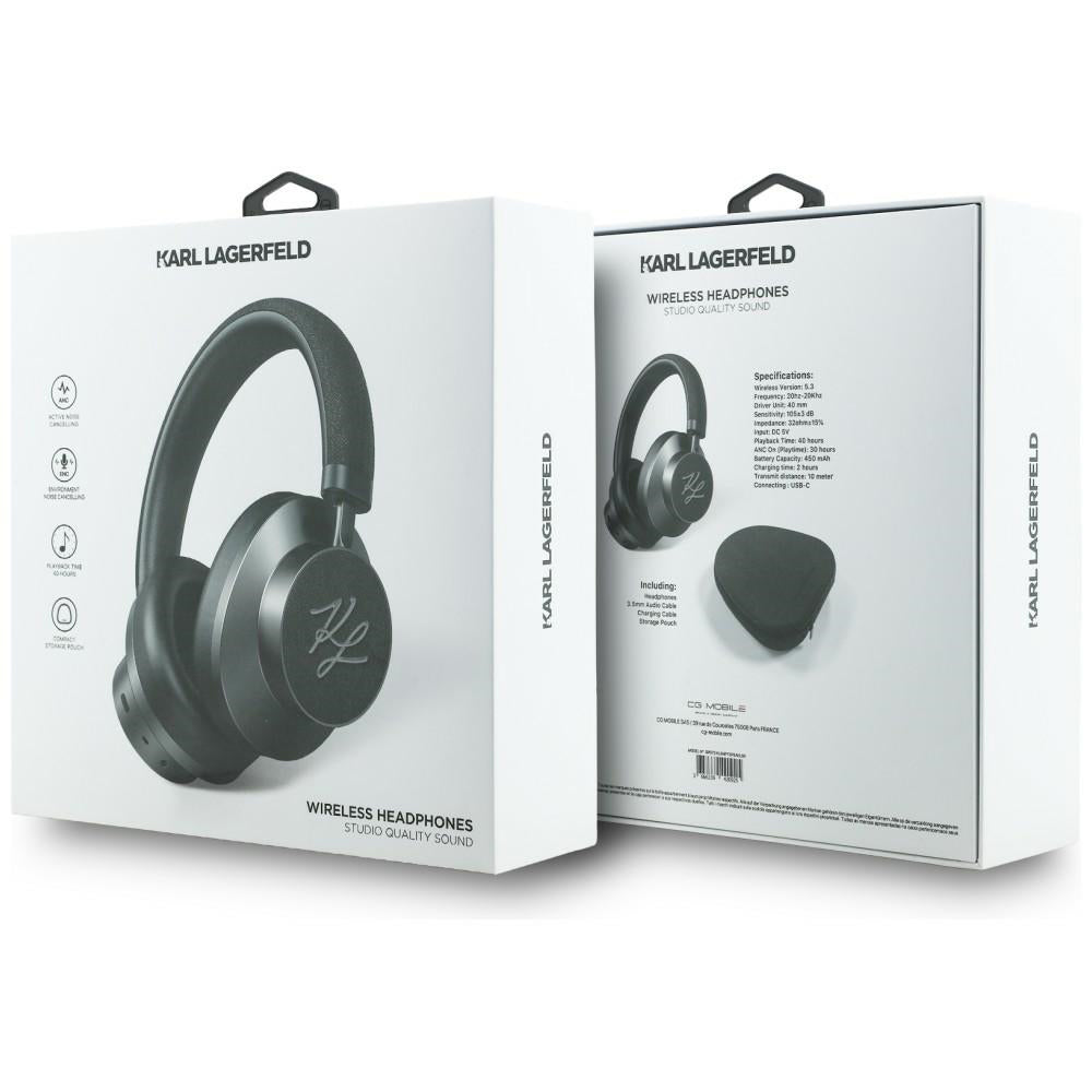 Auricolari Bluetooth Karl Lagerfeld Grained Initials, A2DP, ANC, Nero