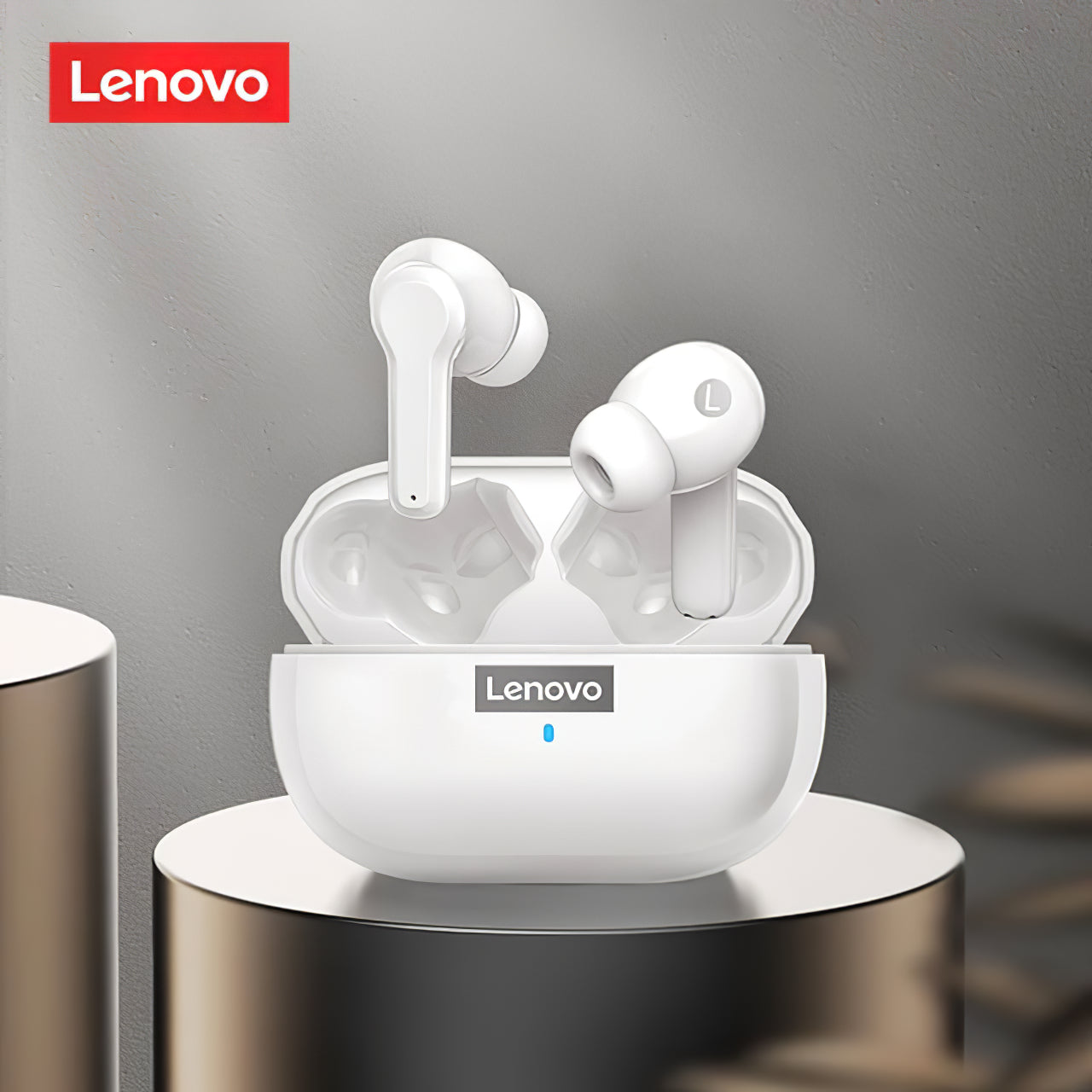 Bluetooth a mani libere Lenovo LP1S, TWS, bianco 