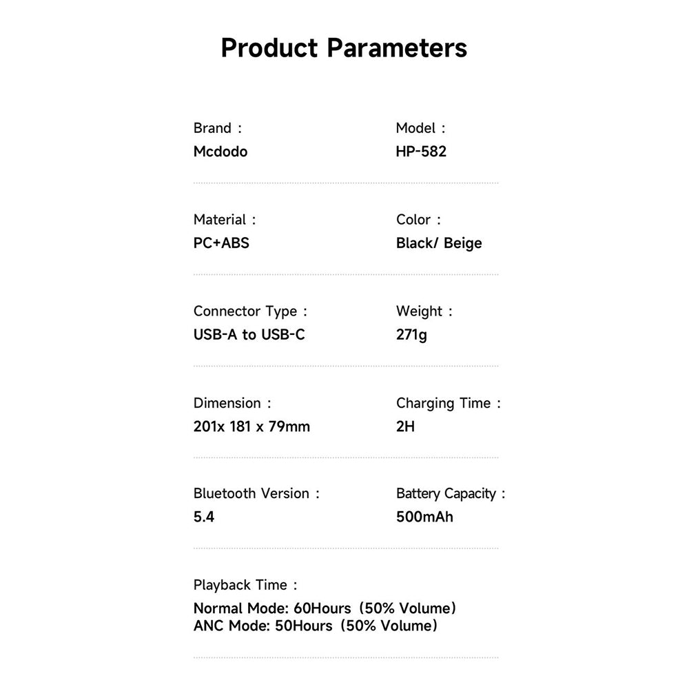 Handsfree Bluetooth McDodo HP-5820 T03, A2DP, ANC, Nero