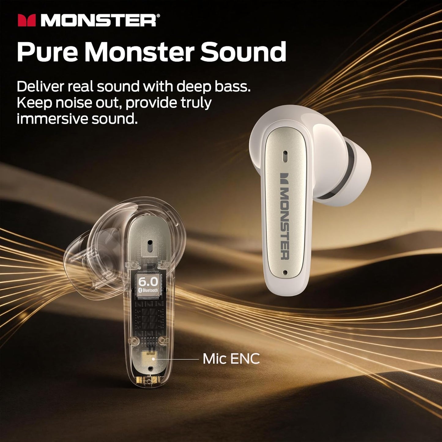 Auricolari Bluetooth Monster N-Lite 310, TWS, Crema Chiaro
