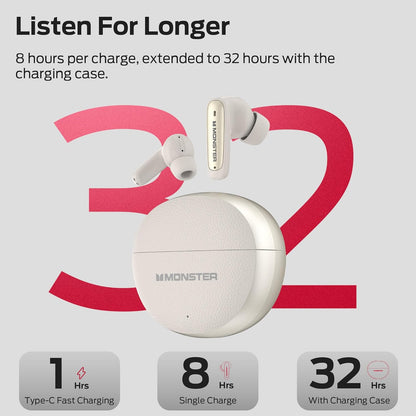 Auricolari Bluetooth Monster N-Lite 310, TWS, Crema Chiaro