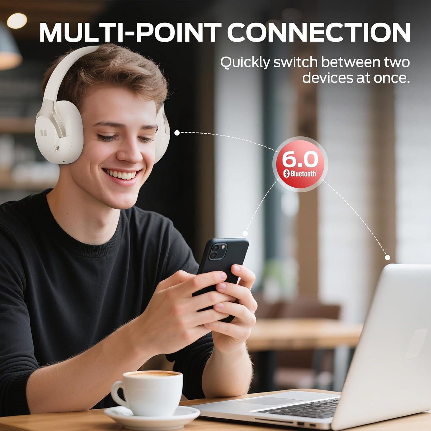 Handsfree Bluetooth Monster Persona 5th, MultiPoint, A2DP, ANC, Bianco