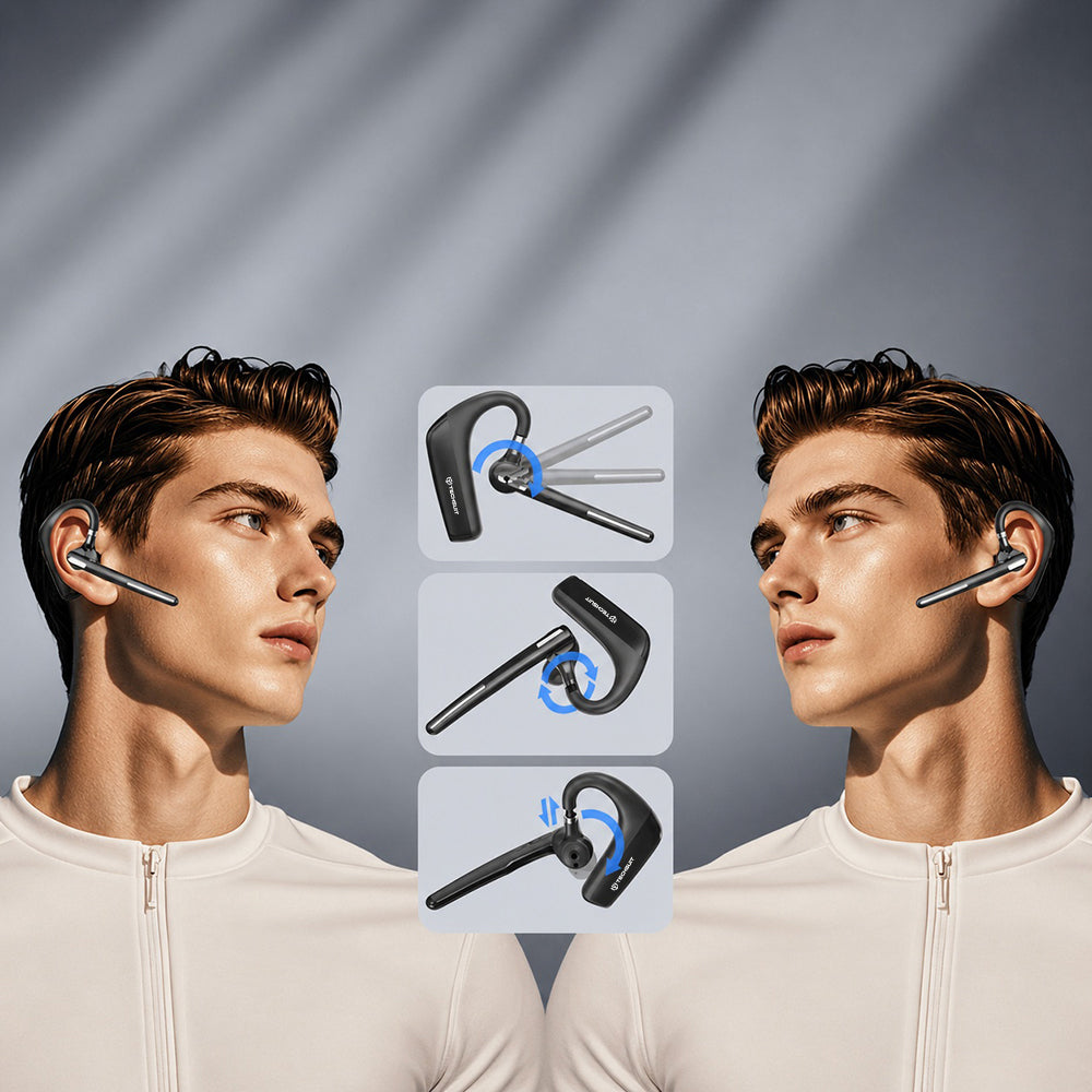 Auricolare Bluetooth Techsuit PowerTalks G6, MultiPoint, A2DP, Nero