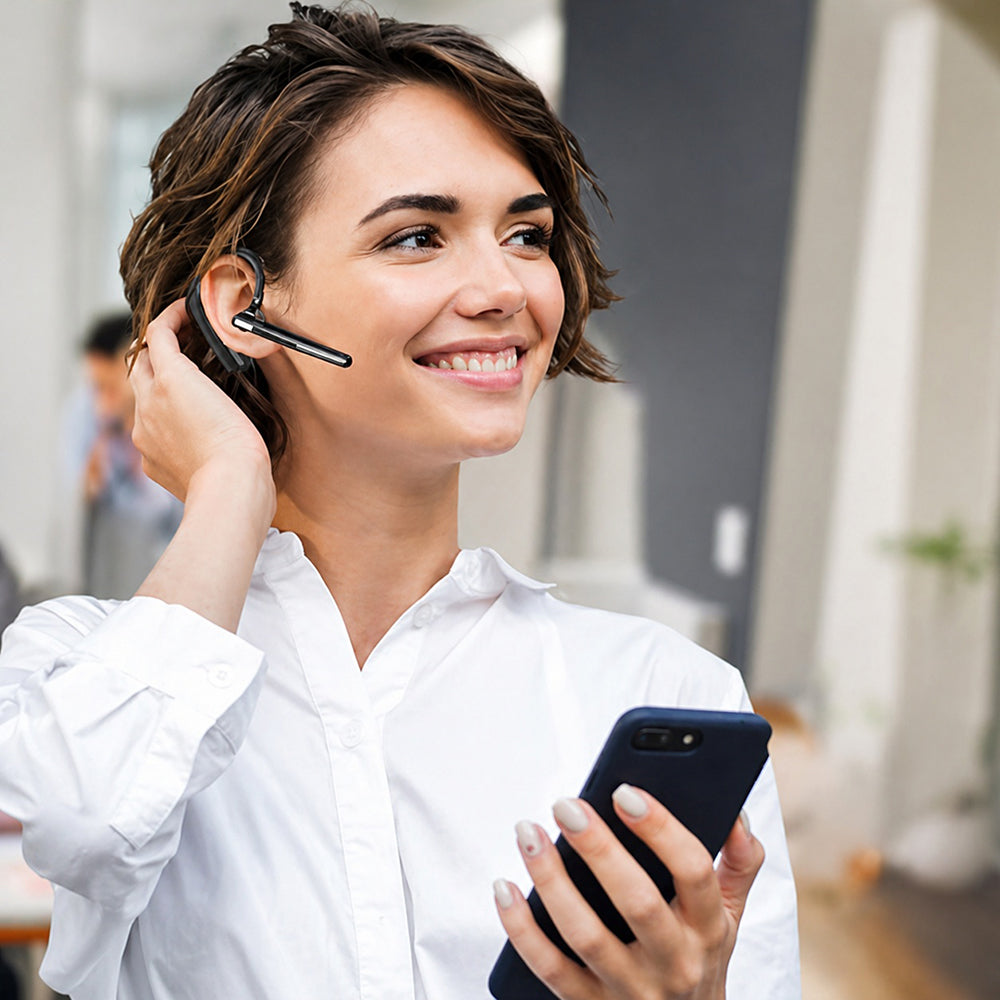 Auricolare Bluetooth Techsuit PowerTalks G6, MultiPoint, A2DP, Nero