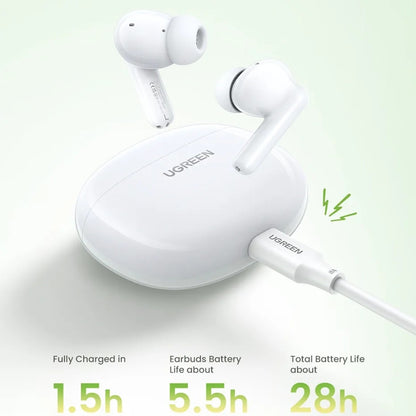 Auricolare Bluetooth UGREEN HiTune P3 WS207, TWS, MultiPoint, Bianco