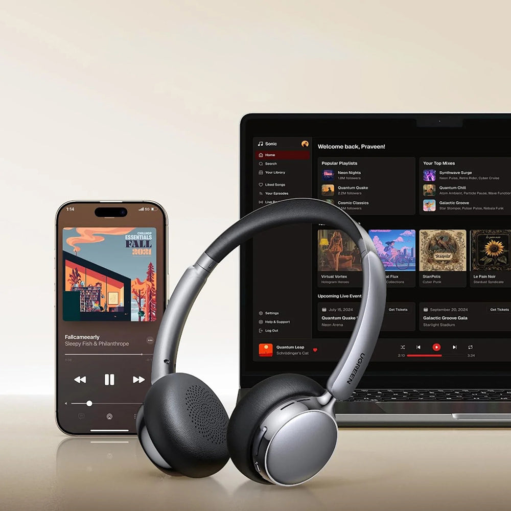 Auricolare Bluetooth UGREEN HiTune Studio Plus HP207, A2DP, ANC, Marrone