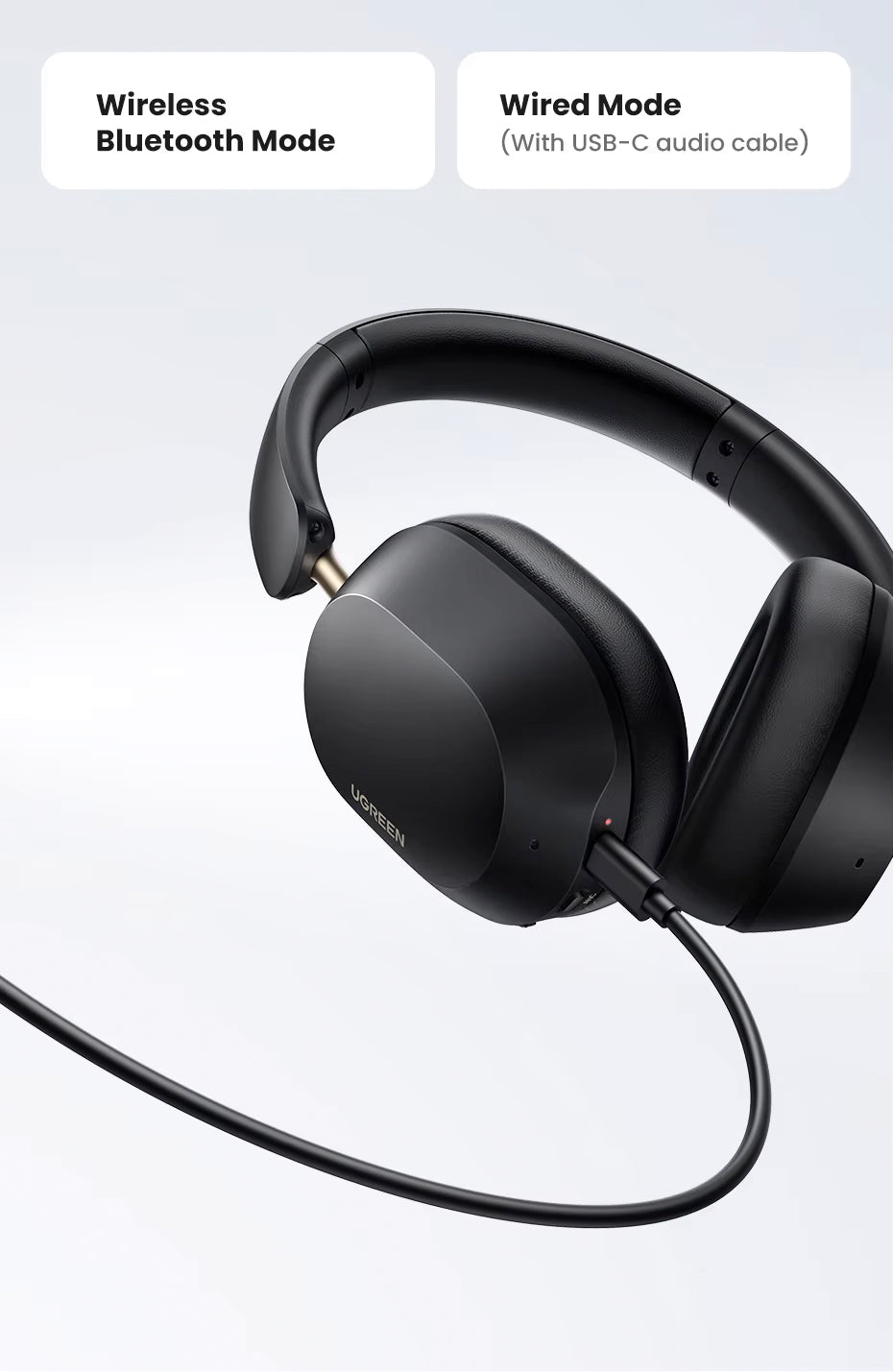 Auricolare Bluetooth UGREEN HiTune Max5C HP203, A2DP, ANC, Nero